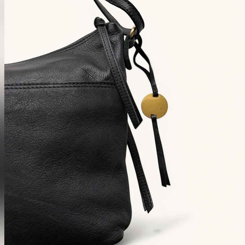 Classic Black Leather Shoulder Bag with Gold Hardware